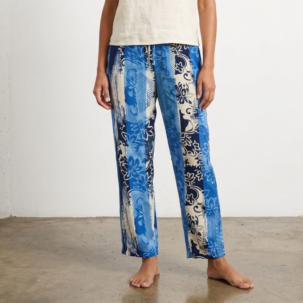 JAMS WORLD NWOT Vintage Wide Leg Drawstring Pants in Blue Patch